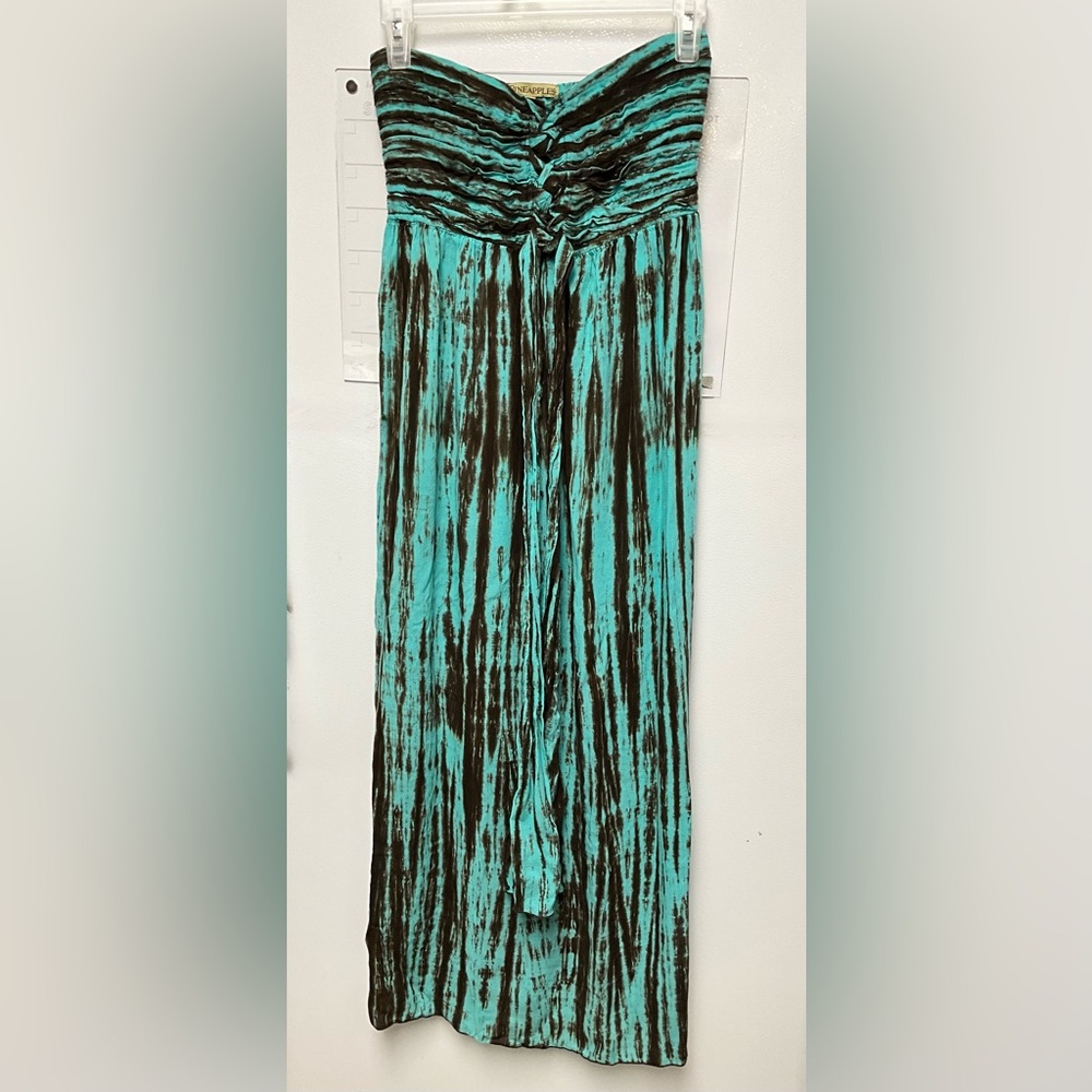 Teal and Black Tie-Dye Dress Small